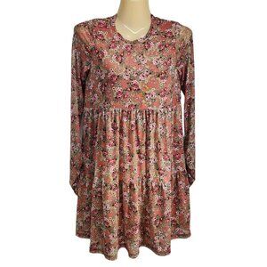 AFRM Dress Bell Long‎ Sleeve Babydoll Floral Mesh Women's Size XS